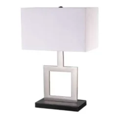 Globe Electric 21 In. Brushed Nickel White Table Lamp