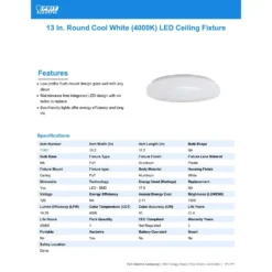 Feit LED 2.4 In. H X 13.2 In. W X 13.2 In. L Aluminum White LED Ceiling Light Fixture -Lightify Store c2f2ef8b 71ce 4dd0 9143 5123473fcb55