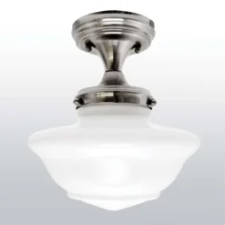 Design House Schoolhouse 10 In. H X 8.8 In. W X 8.8 In. L Satin Nickel Ceiling Fixture