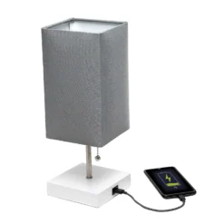 Simple Designs 14.25 In. Gray/White Stick Lamp With USB Port -Lightify Store d47e006f ca4a 4c9b b472 f434cc2b8501