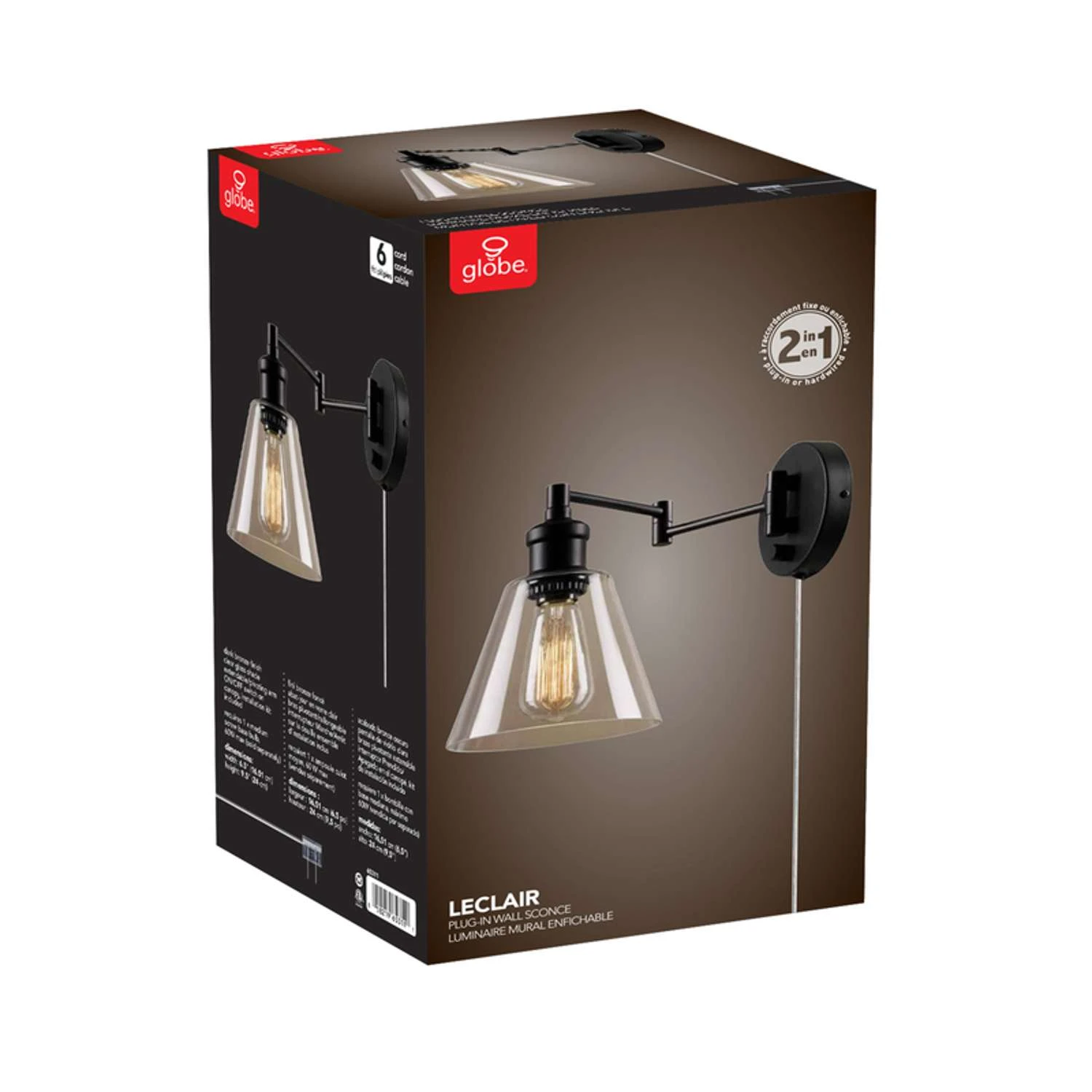 Globe Electric Leclair 1-Light Oil Rubbed Bronze Vintage Wall Sconce 10 Globe Electric Leclair 1-Light Oil Rubbed Bronze Vintage Wall Sconce - Image 10