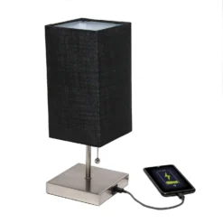Simple Designs 14.25 In. Black/Silver Stick Lamp With USB Port -Lightify Store e59e8fa1 7927 4178 b3a4 6586aabb25ff