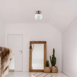 Globe Electric Portland 9.91 In. H X 8 In. W X 8 In. L Brass White Ceiling Light 12 Globe Electric Portland 9.91 In. H X 8 In. W X 8 In. L Brass White Ceiling Light -Lightify Store eaac9388 c97a 4554 8a70 9155f07c6a4e