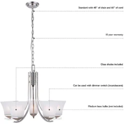 Design House Torino Satin Nickel 5 Lights Chandelier -Lightify Store ec689194 bf0d 4904 8517 ff4242e2627d