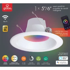 Globe Electric Wi-Fi Smart Home White 5-6 In. W Aluminum LED Smart-Enabled Retrofit Recessed Lightin -Lightify Store f645aa95 e53c 4558 8c5d 91c330f326d6