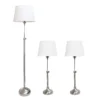Elegant Designs 58.5 In. Brushed Nickel Silver Lamp Set