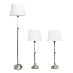 Elegant Designs 58.5 In. Brushed Nickel Silver Lamp Set