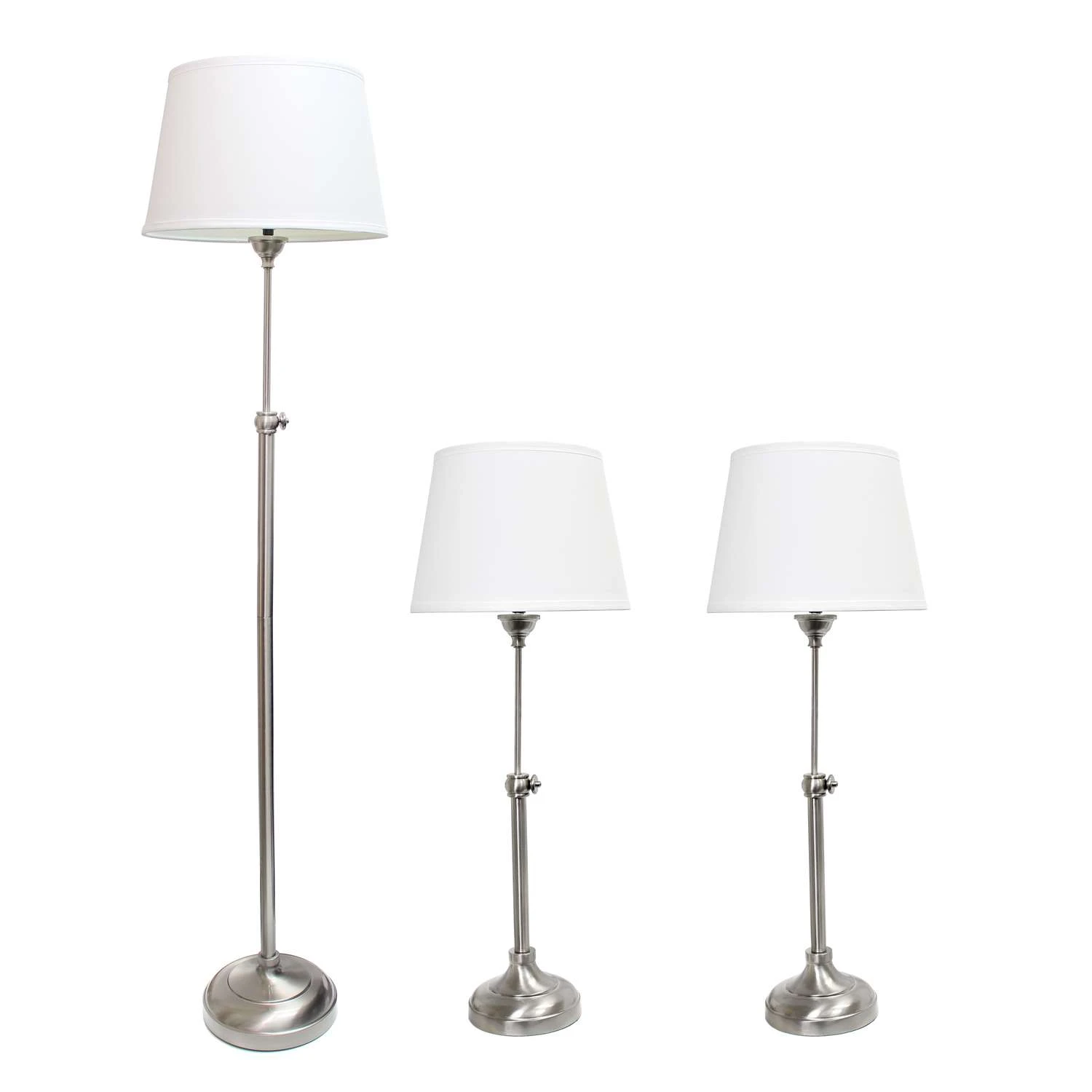 Elegant Designs 58.5 In. Brushed Nickel Silver Lamp Set 1 Elegant Designs 58.5 In. Brushed Nickel Silver Lamp Set