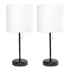 LimeLights 19.5 In. Matte White Table Lamp With Charging Outlet