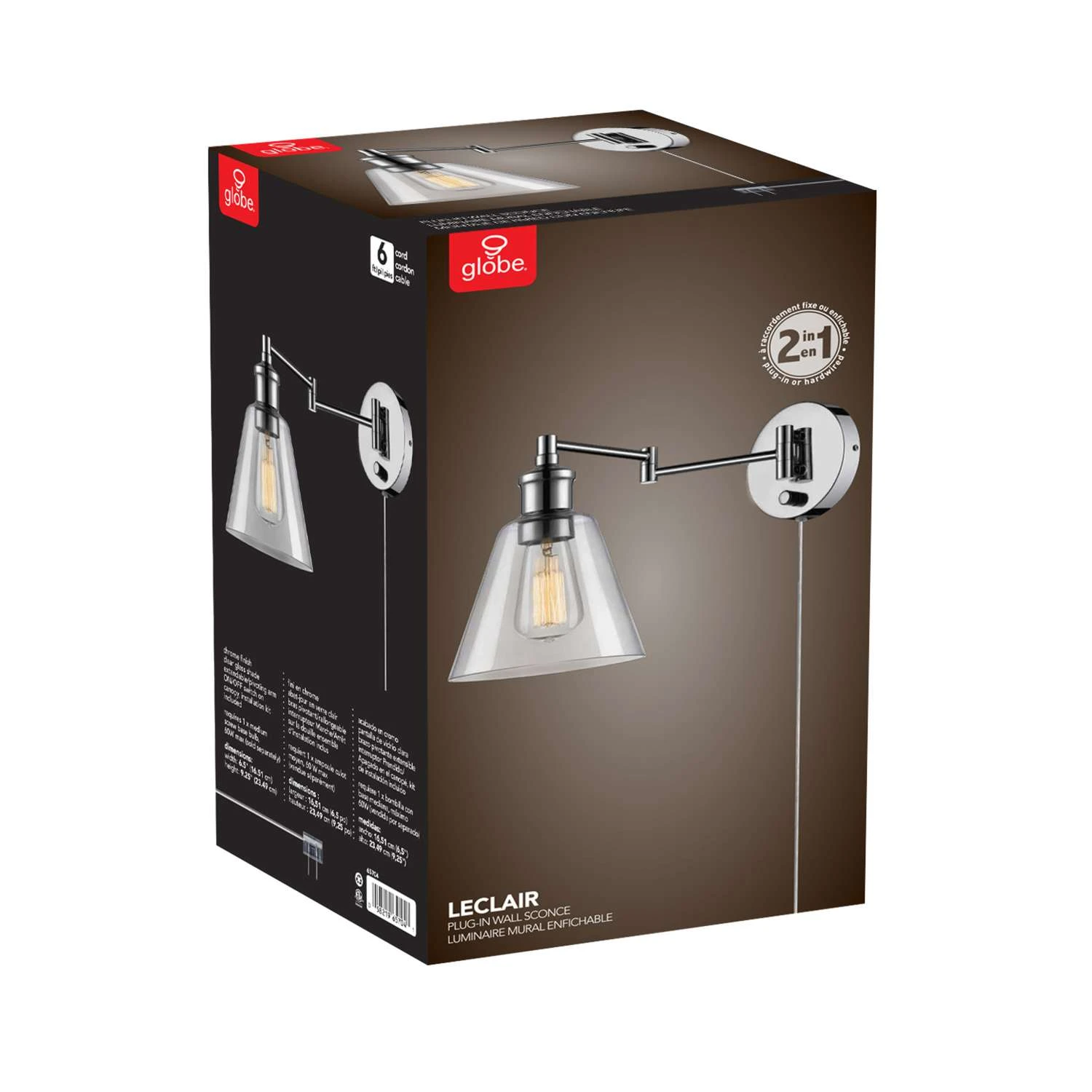 Globe Electric 1-Light Chrome Metallic Wall Sconce 6 Globe Electric 1-Light Chrome Metallic Wall Sconce - Image 6